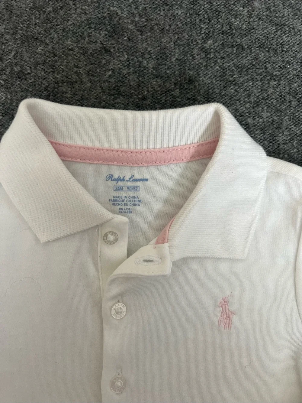 Ralph Lauren White Polo Dress with Pink Logo size 24 months